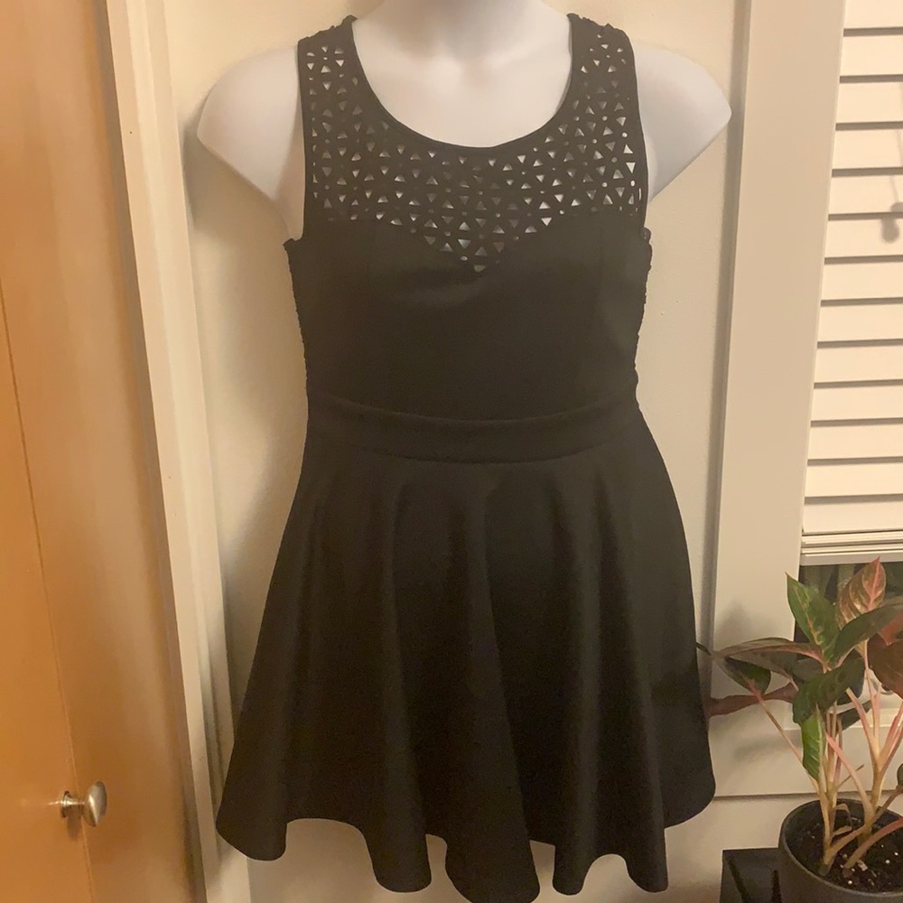 Black Ponte Dress With Geometric Cut-Out
